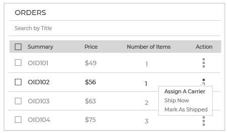 Delivery management software interface powered by StoreHippo with feature to assign carriers for each order.