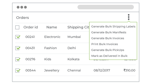 A laptop screen showing admin panel with bulk order processing feature offered by StoreHippo B2B ecommerce solutions.