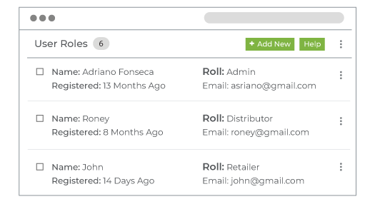 A B2B ecommerce website admin panel showing user roles feature offered by StoreHippo B2B ecommerce solutions.