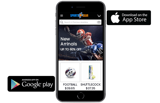 Android and iOS mobile apps for an online sports store, built using StoreHippo ecommerce platform.