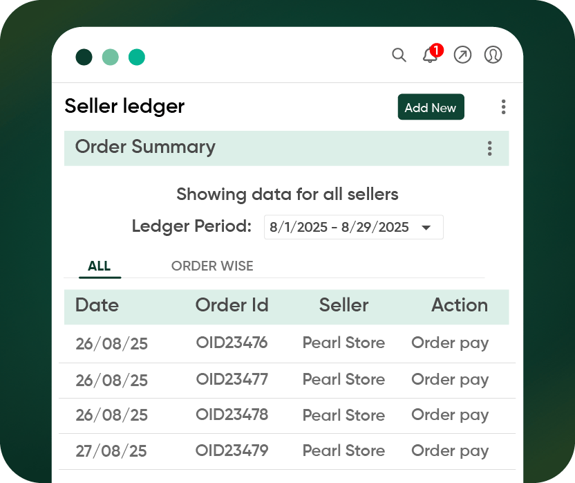 Seller Ledger and Commission Set Up