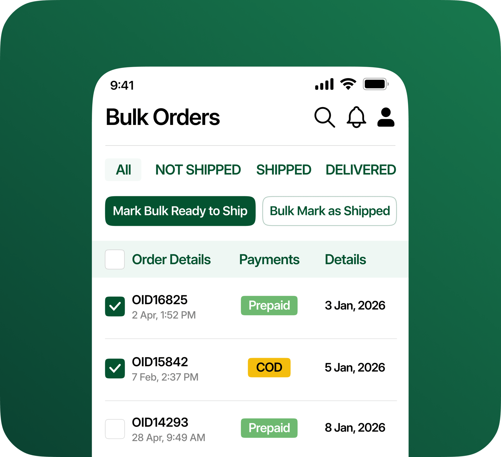 Bulk Shipment Processing