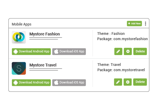 StoreHippo admin panel showing easy way to build mobile apps & iOs apps.