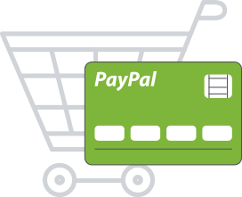 An empty shopping cart and Paypal card depicting automatic reconciliation from payment gateway using StoreHippo tool.
