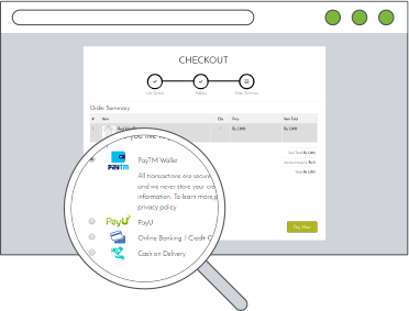 Admin panel showing customized checkout flow and payment gateway options using StoreHippo.