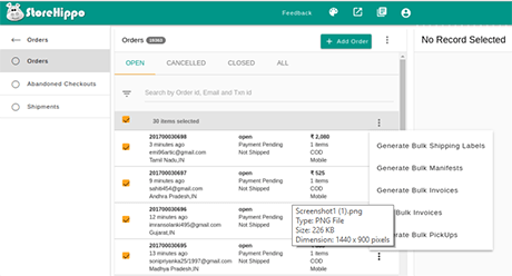 StoreHippo powered marketplace integration software's dashboard showing tools for order automation.