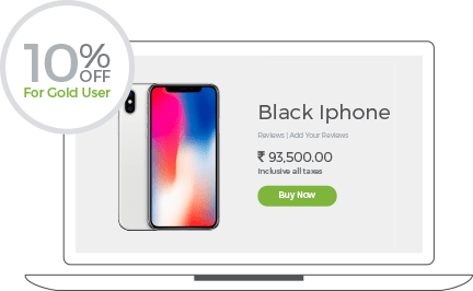 A mobile phone online store powered by StoreHippo showing special discount code for gold members.