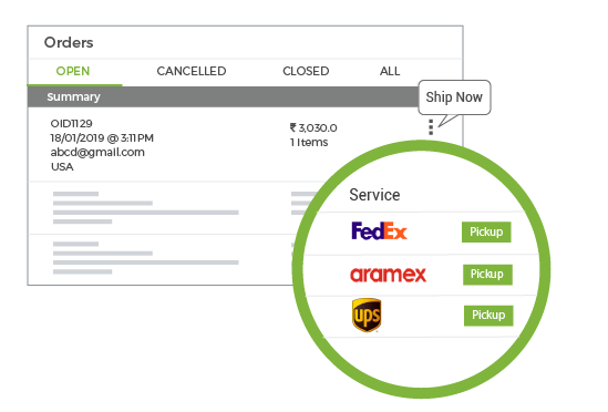 Order management module of StoreHippo with integrated shipping solutions using various shipping partners.