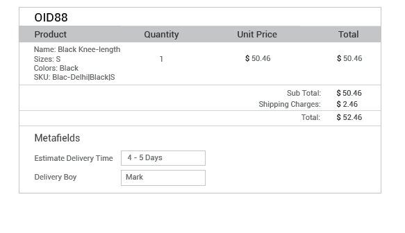 StoreHippo powered  order management system's feature to add metafields to collect additional details from customers.
