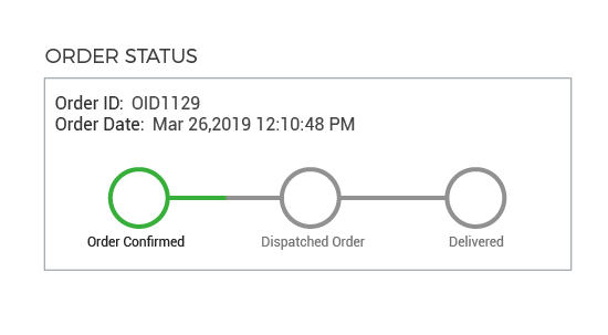StoreHippo powered order management system's inbuilt order tracking feature with order progress details.