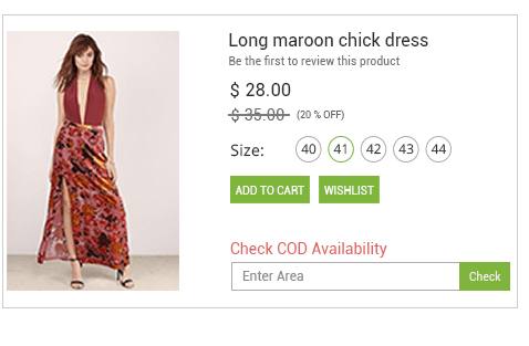 StoreHippo powered order management system's inbuilt feature to check shipping avaialability on product page.