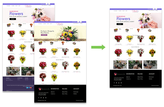 StoreHippo's theme design feature with inbuilt support for mixing and matching themes.