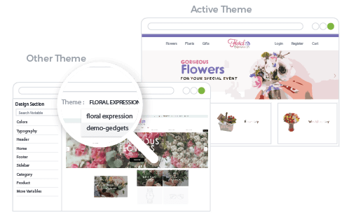 StoreHippo's theme design feature with inbuilt support for designing, saving & switching between themes.