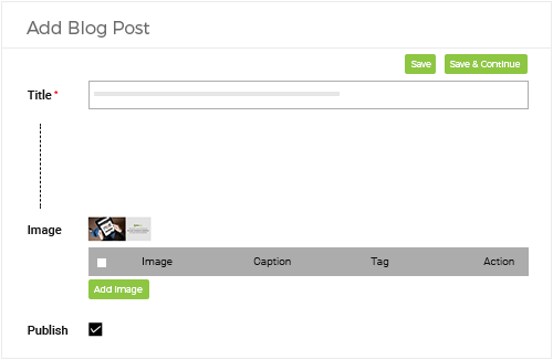 StoreHippo's inbuilt blog engine with feature to add multiple images to blog post.