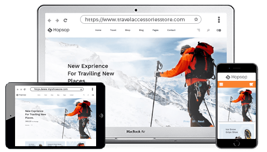 Device optimised online store for online travel accessories designed using 100+ proffessional themes offered by StoreHippo