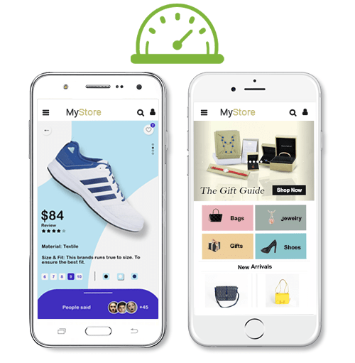 2 mobile apps themes of an online store optimized for speed & performance with StoreHippo headless commerce solutions.