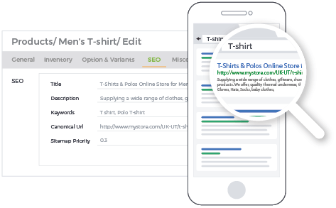 StoreHippo B2C ecommerce platform with inbuilt SEO support to help with SERP rankings.