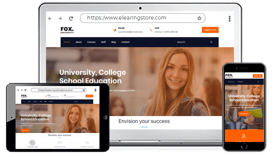 Multiple devices showing hyperlocal e-learning portal powered by StoreHippo.